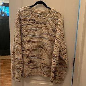 American Eagle Outfitters Cream and Brown Knit Sweater